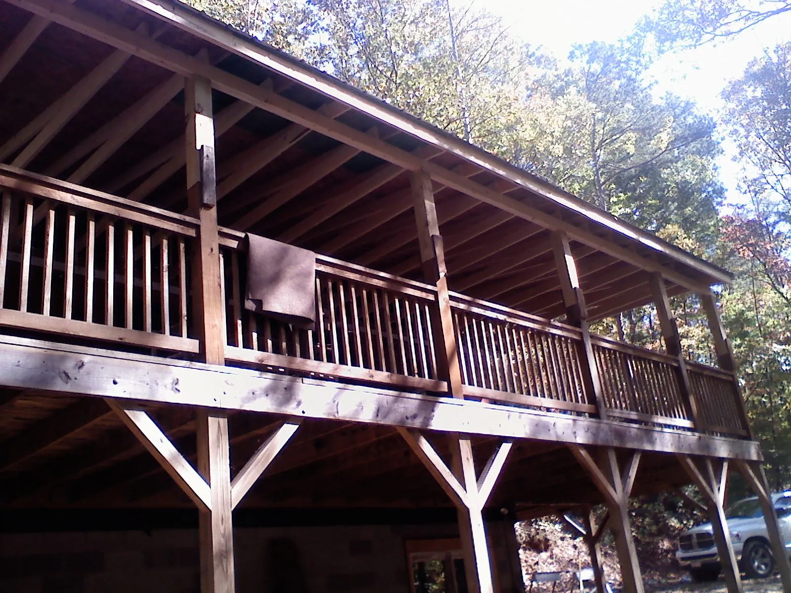 Timber framing under a new elevated porch and deck — Roof Leak Repair in Berkeley Heights by Roofing Brothers